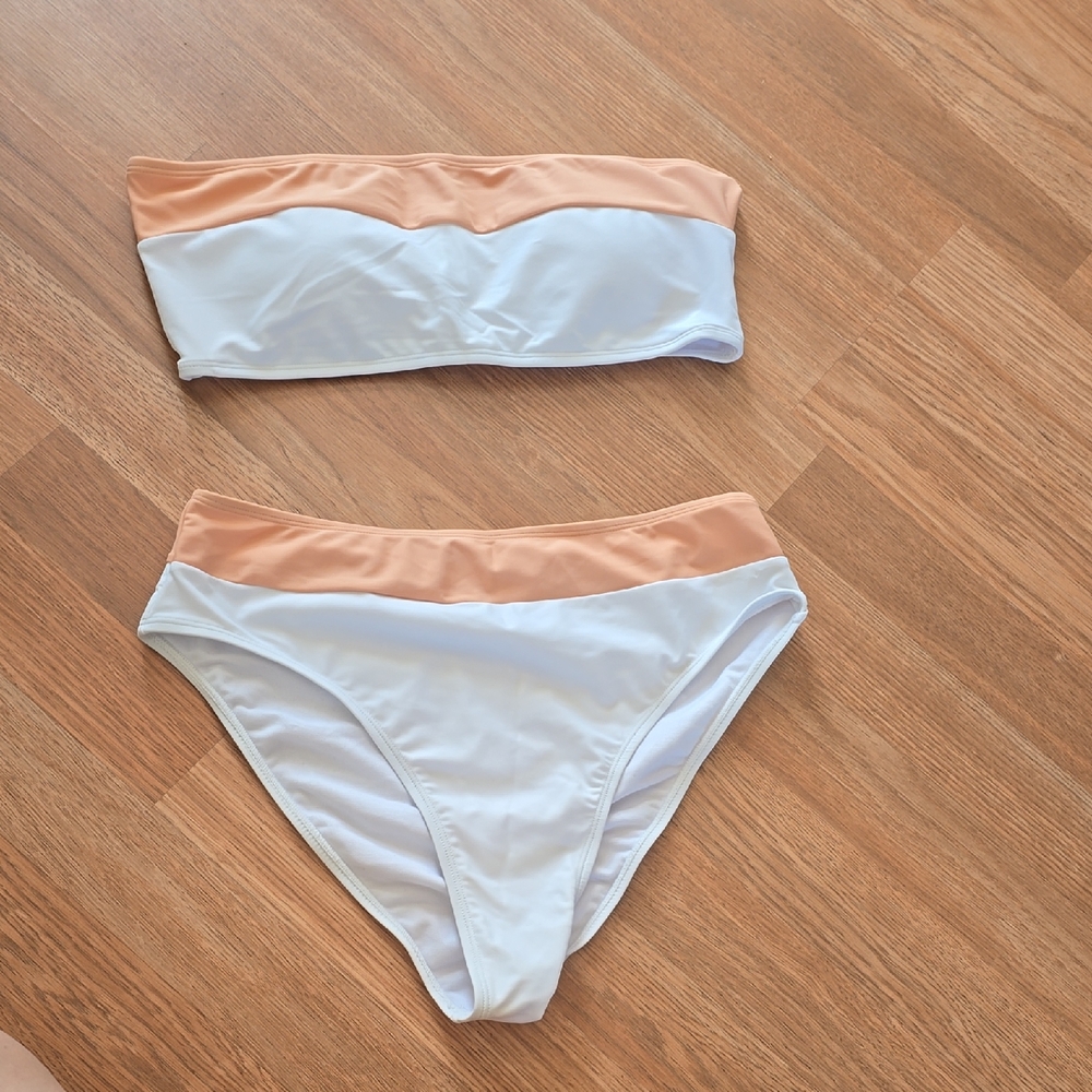 Pink Lily White and Peach Bikini Top